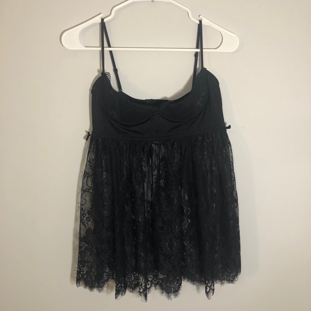 Coquette black lace babydoll teddy